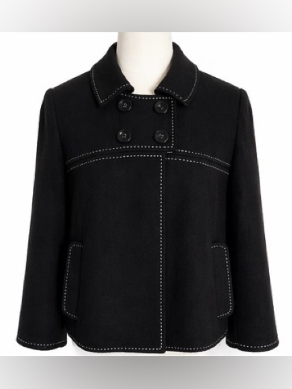 [Sandro] Black Swing Jacket Short A-Line Coat Paris Chic Minimalist Sz L
